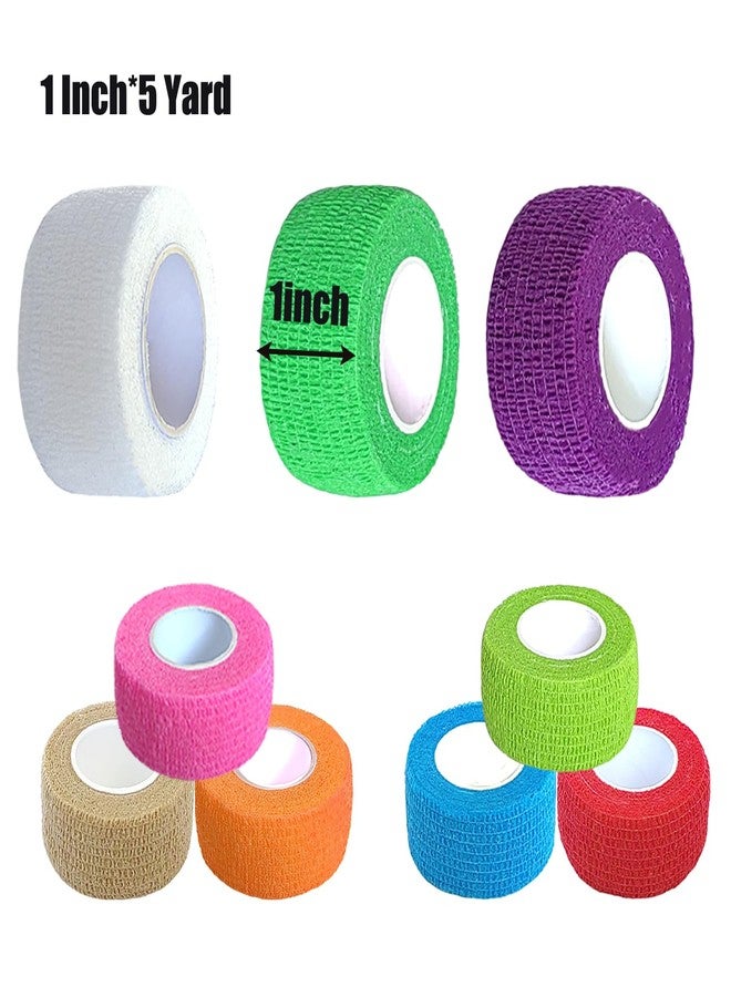 Erewa 12 Pack Self Adhesive Wrap Bandage - Vet Wrap for Pets, Stretch Self-Adherent Cohesive Tape Breathable Athletic Tape Rolls (1 Inches x 5 Yards Each, 12 Colors) - Image 2